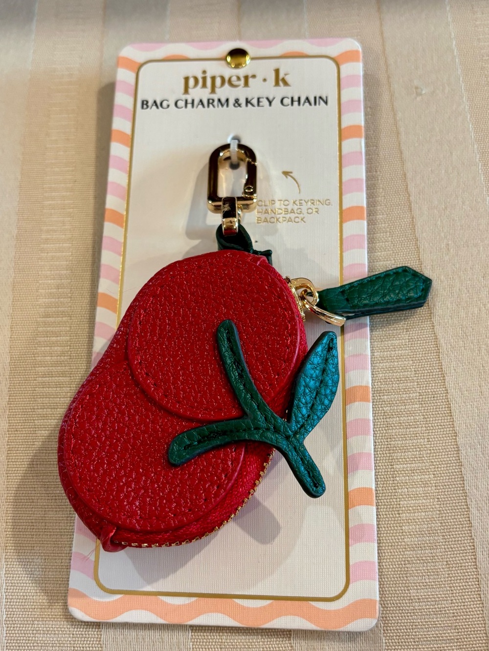 Piper K Tomato Bag Charm Keychain NWT